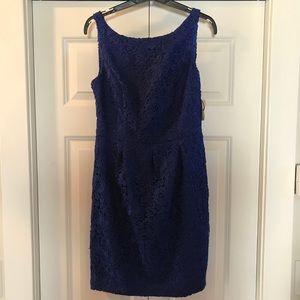 NWT Aidan Mattox Open Back Lace Dress Neptune Blue